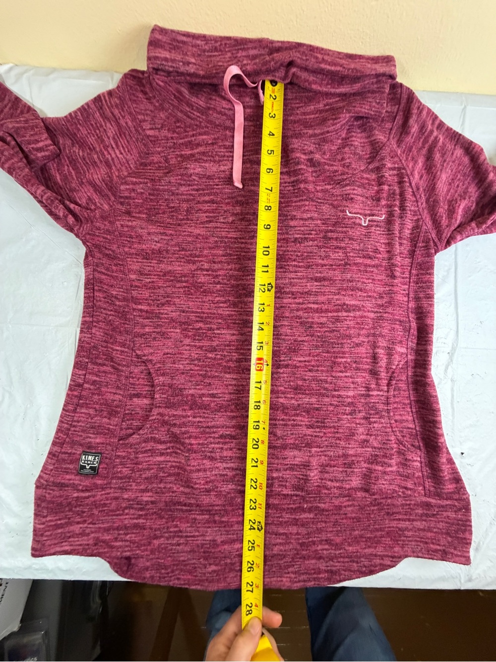 Kimes‎ Ranch Marled Raspberry Pullover Cowl Hoodie - Picture 8 of 9